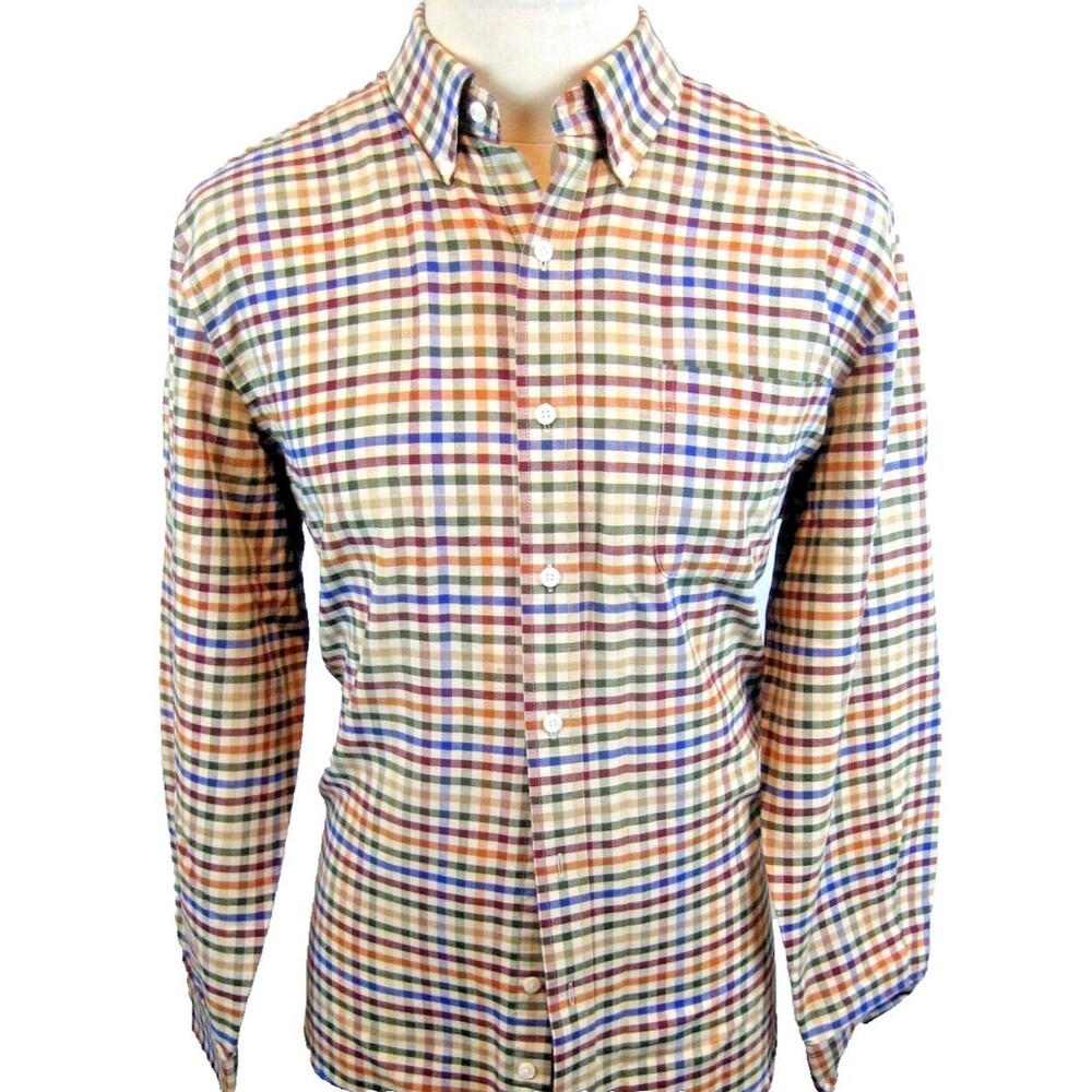 Mens Saddlebred Checked Cotton Blend LS Button Down Oxford Dress Shirt sz Lg
